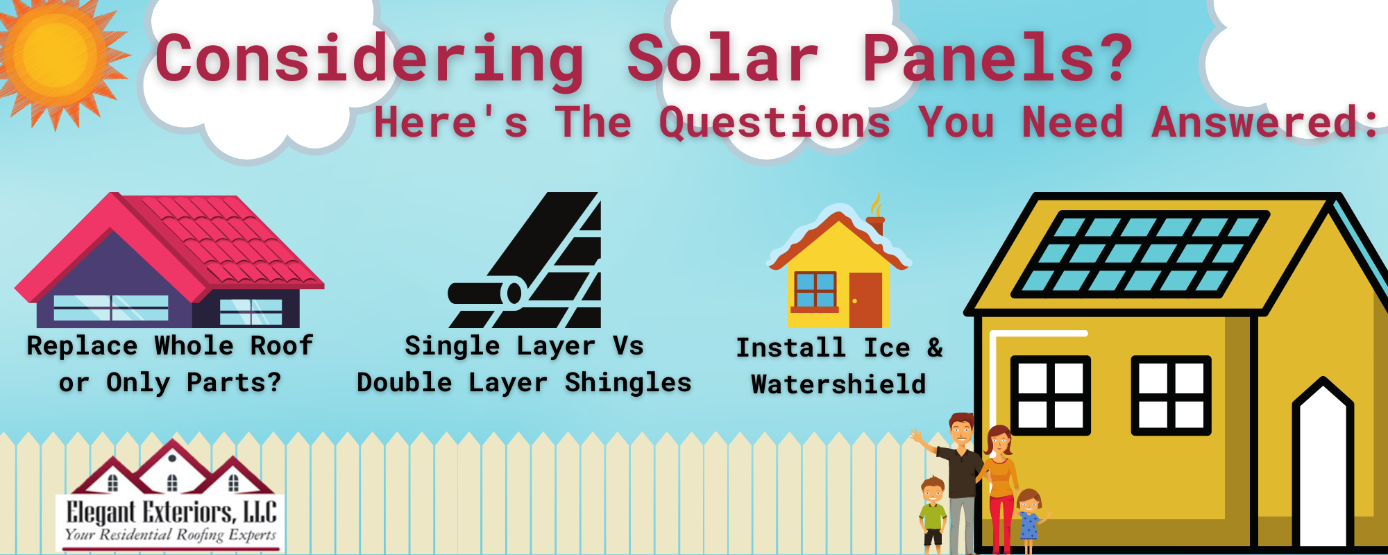 Infographic showing what to consider if you are considering solar panels for your roof.